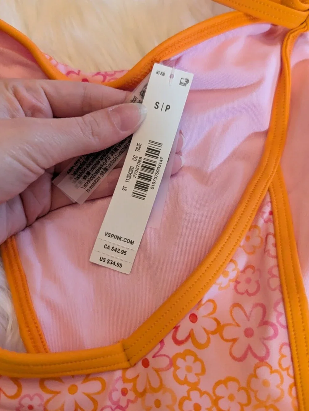 Frankies Bikinis Pink And Orange Floral String Bikini Bottom
